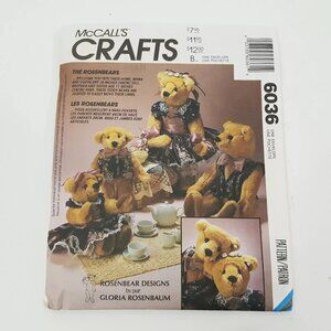 McCall's 6036 Jointed Bear Family Dolls with Clothes: The Rosenbears